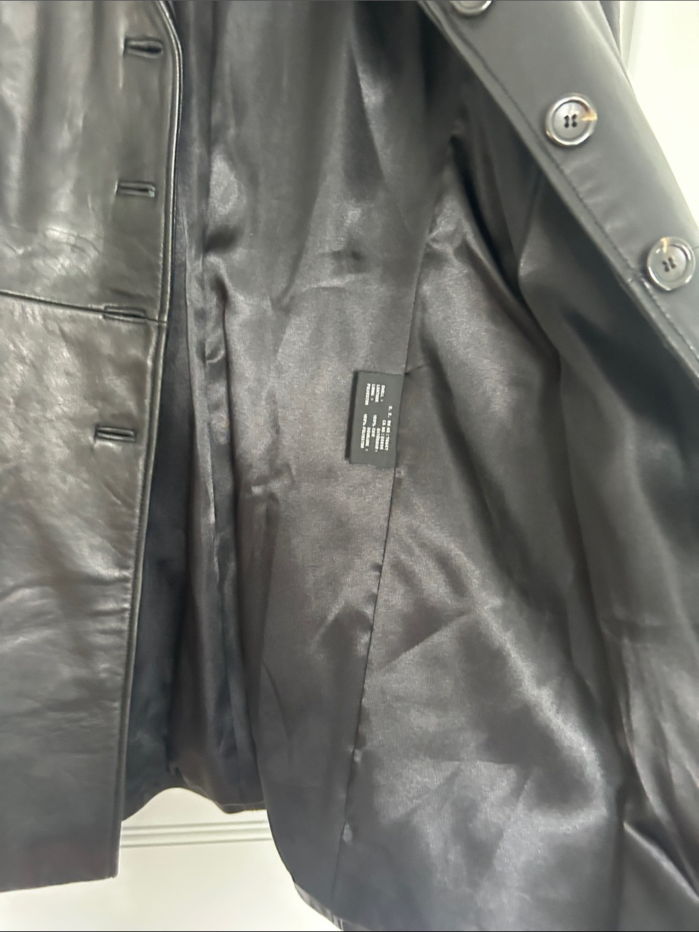 AM.STUDIO Women's Black Leather Button-Front Coat - Size PM - Picture 4 of 6